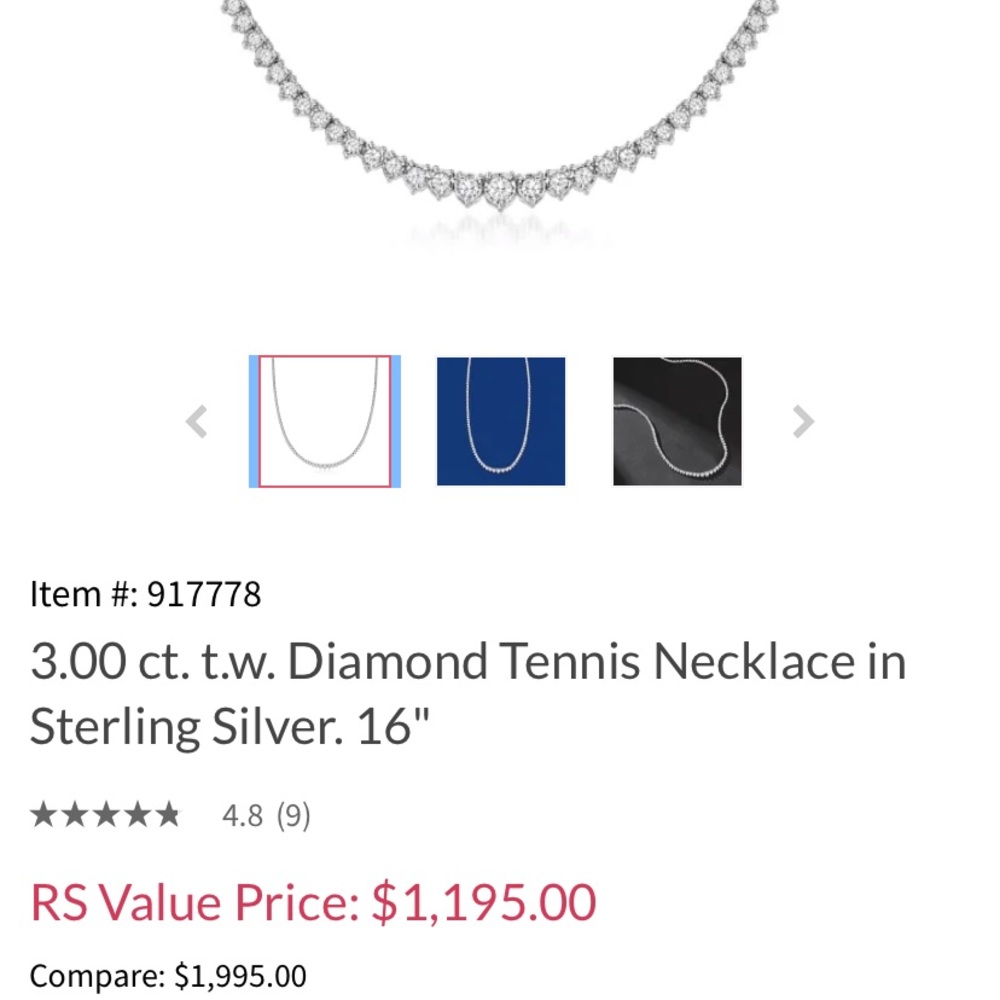 Gorgeous Ross Simons 3 ct Sterling silver necklace